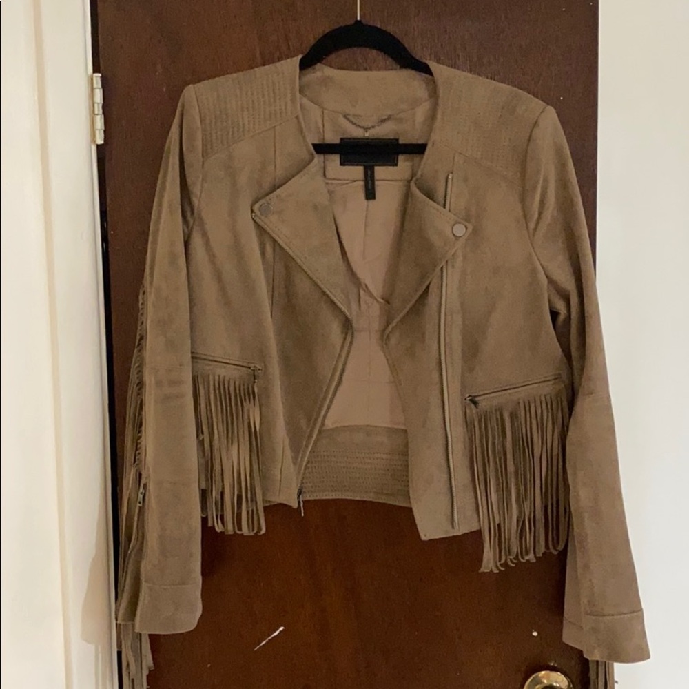 BCBG Maxazria Fringe Moto Jacket